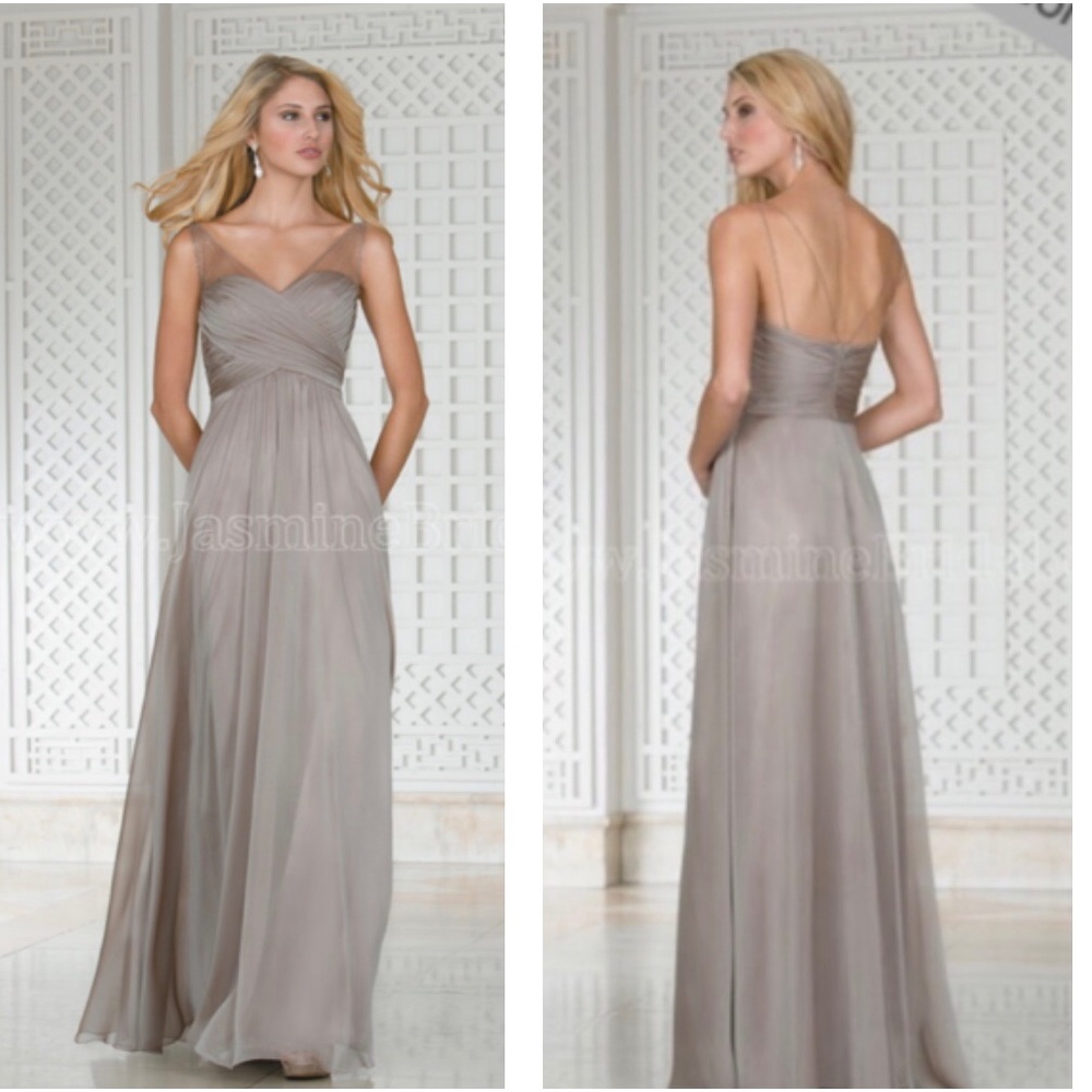 NWT BELSOIE Long V-neck Belsoie Tiffany Chiffon Bridesmaid Dress Size10